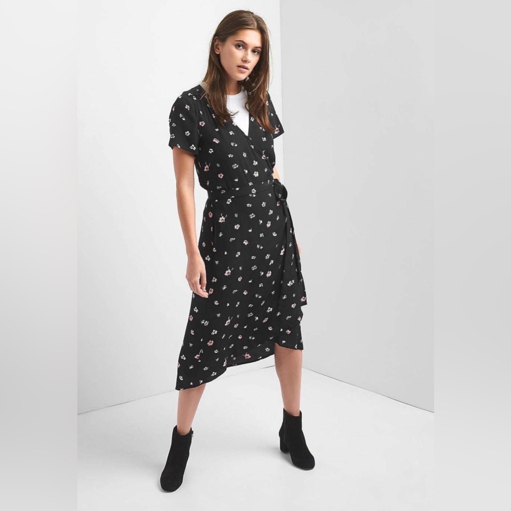 GAP Floral Wrap Midi Dress